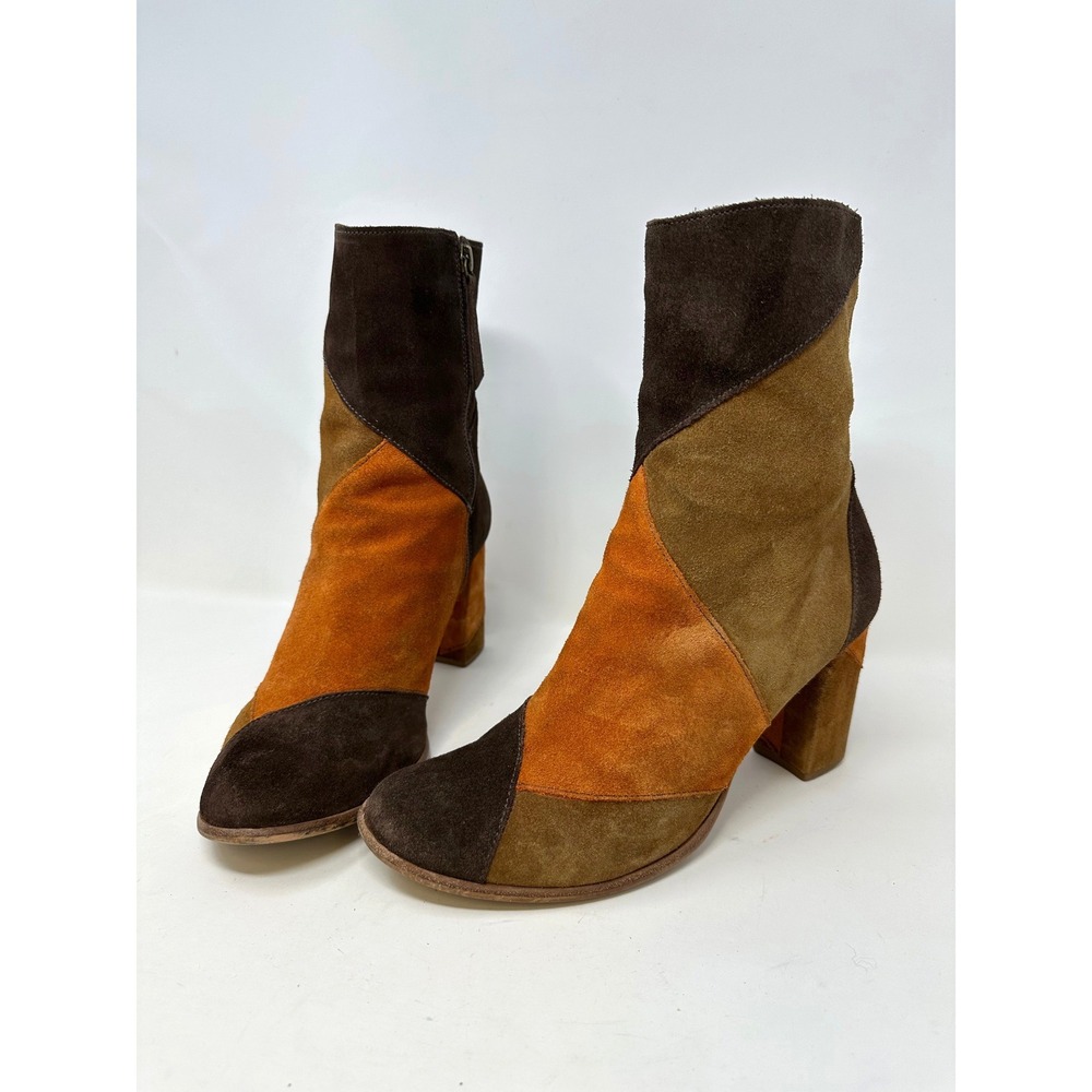 Matisse Suede Jigsaw Patchwork Block Heel‎ Boots 10